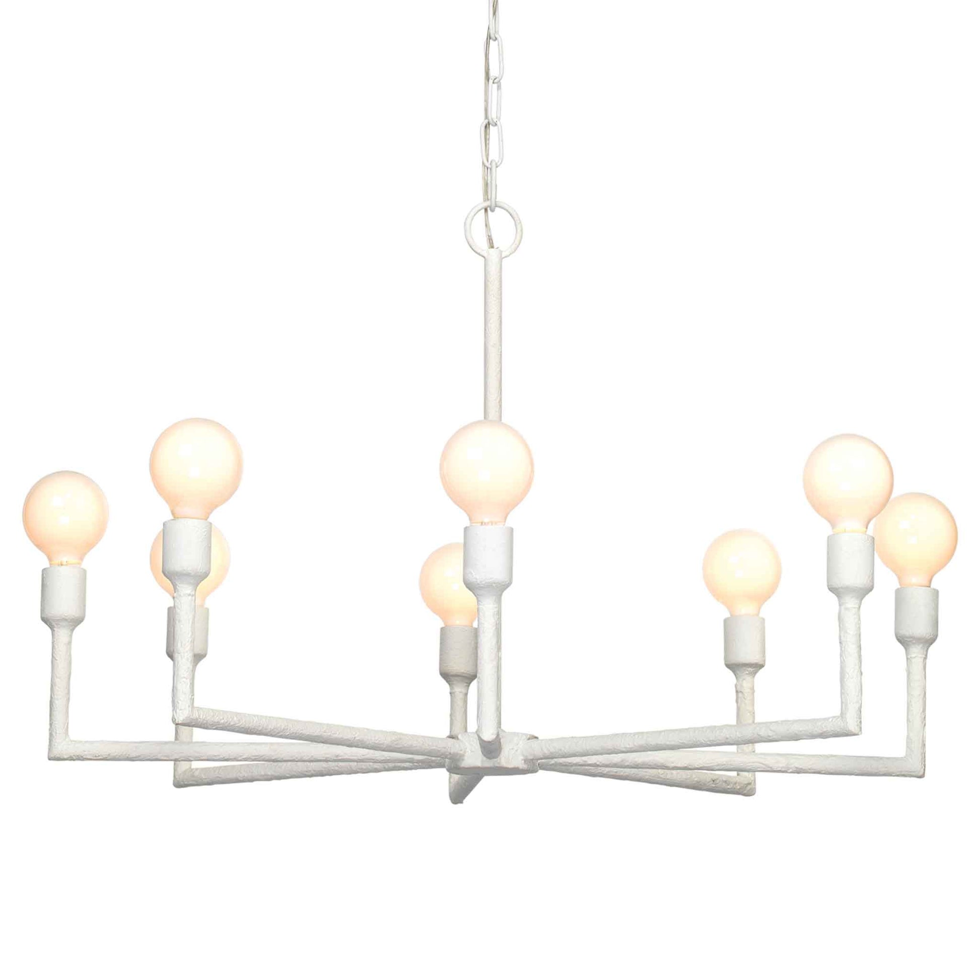 8 light 32 inch white chandelier