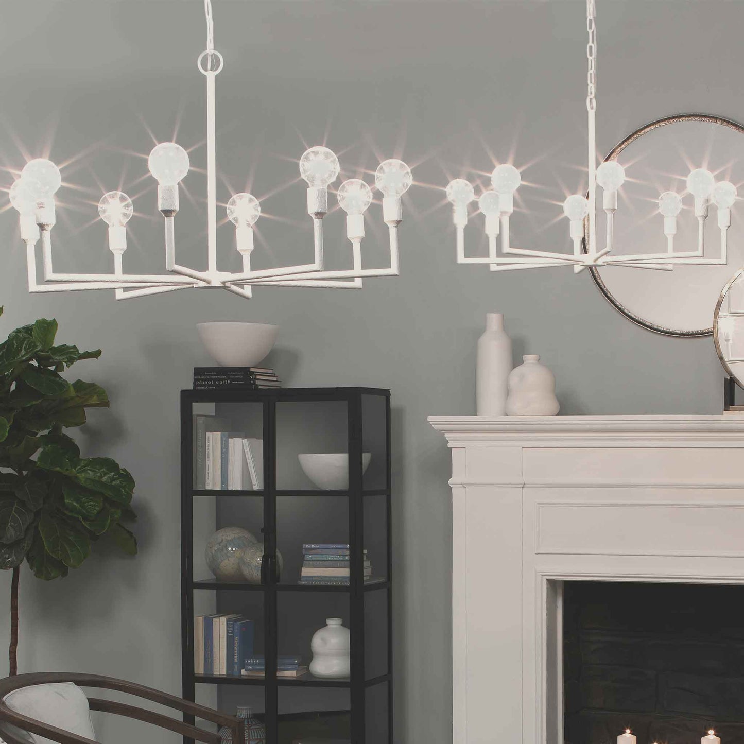 8 light 32 inch white chandelier