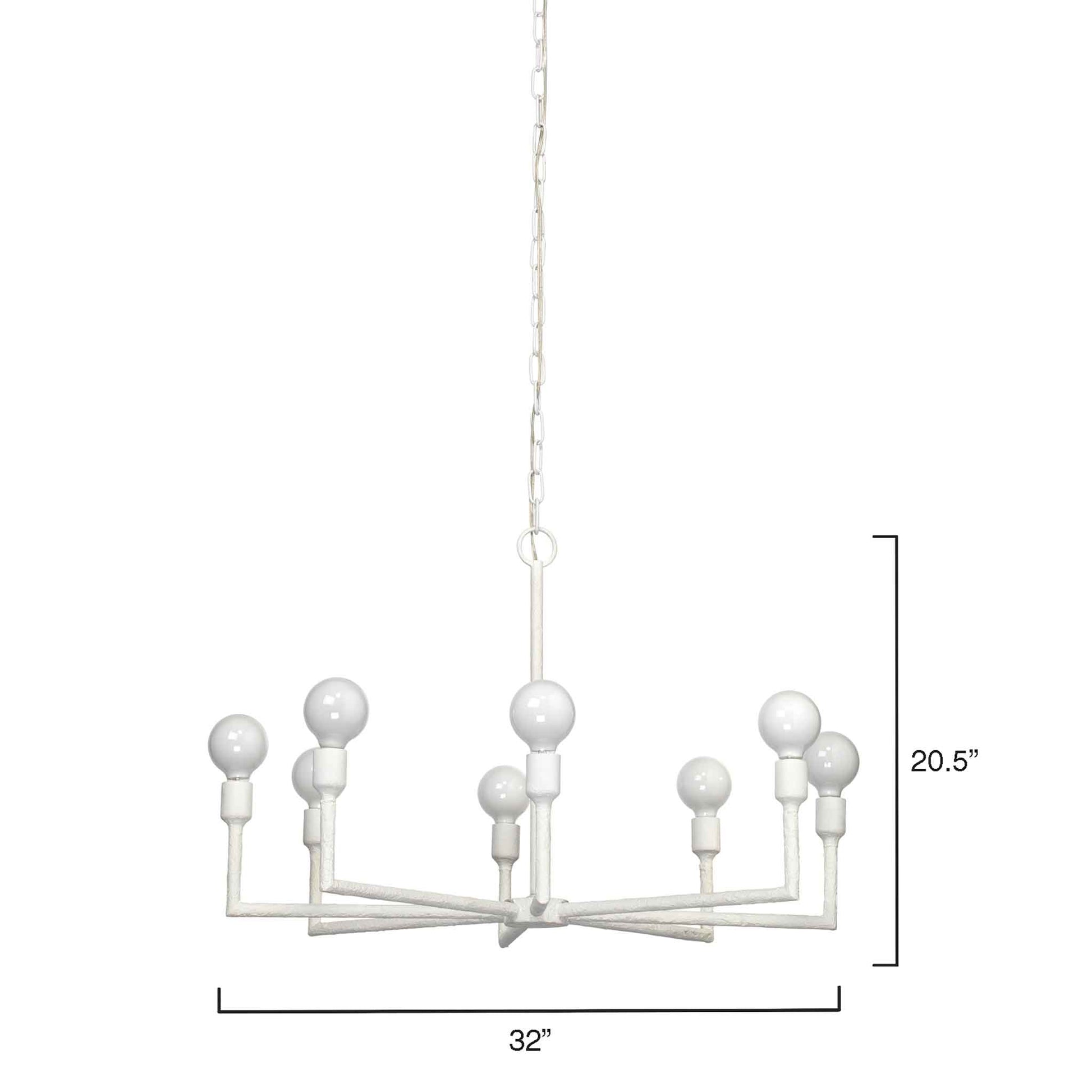 8 light 32 inch white chandelier