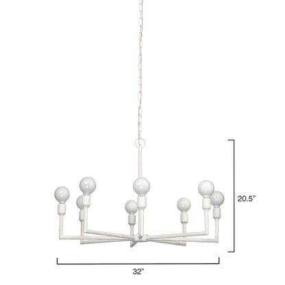 8 light 32 inch white chandelier