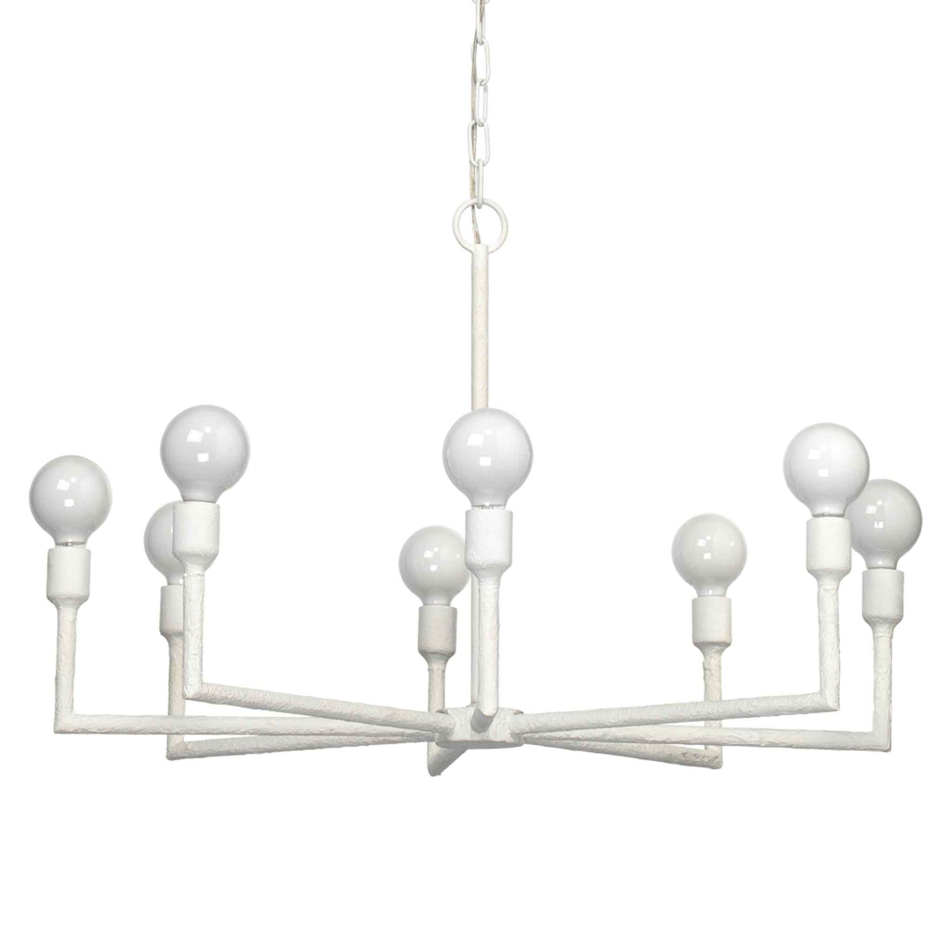 8 light 32 inch white chandelier