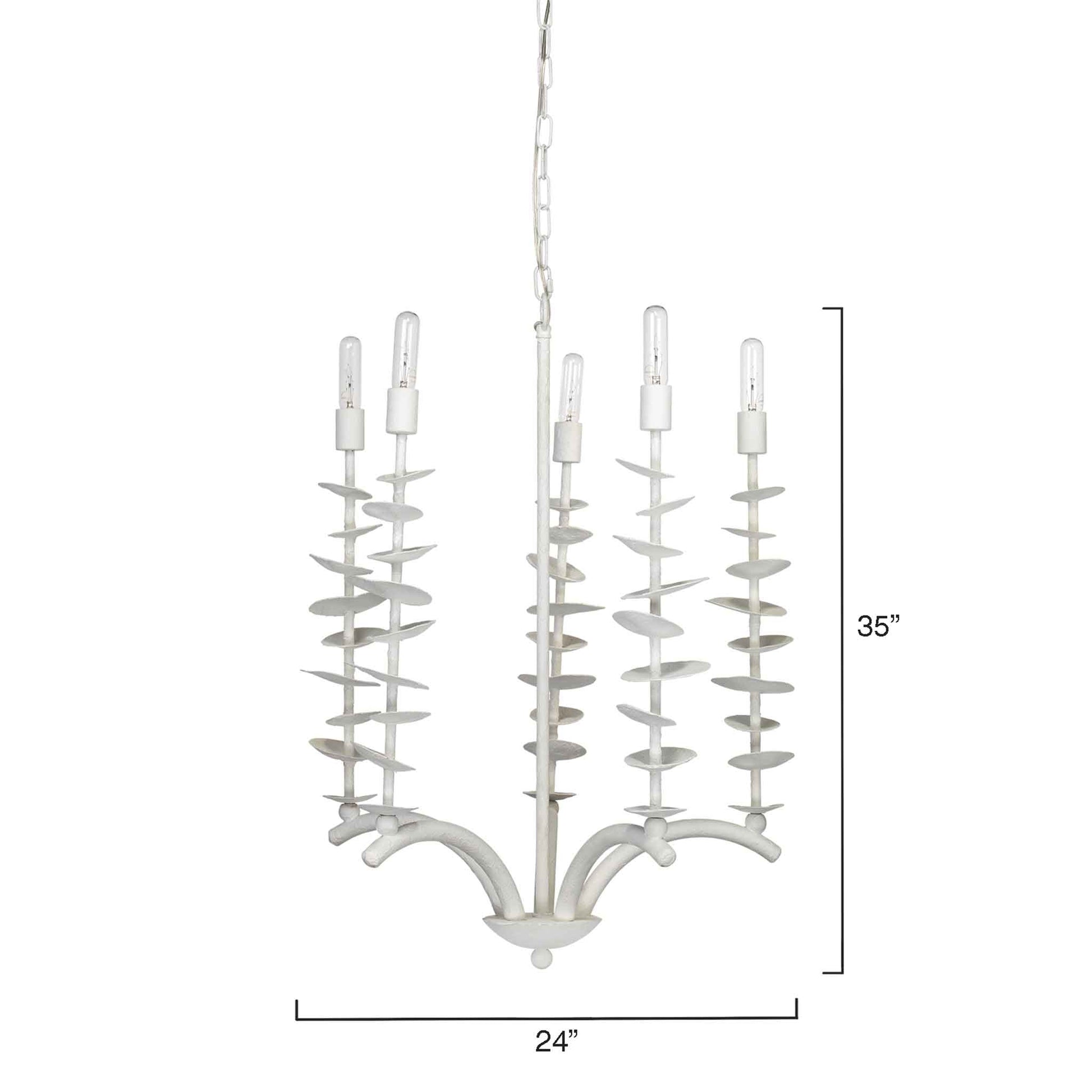 5 light 24 inch white chandelier