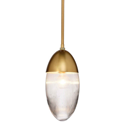 1 light 8 inch polished brass clear glass pendant