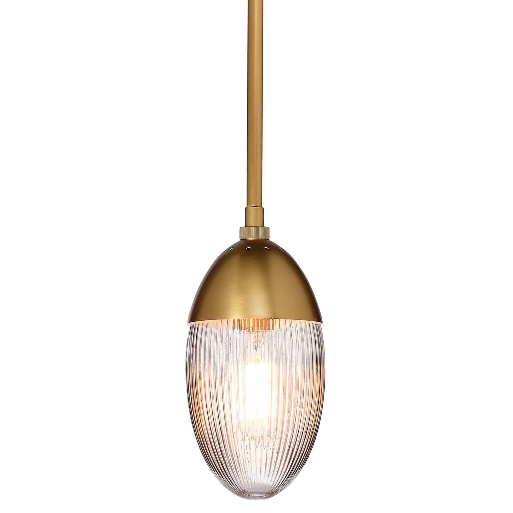 1 light 6 inch polished brass clear glass pendant