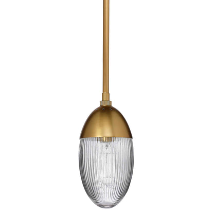 1 light 6 inch polished brass clear glass pendant