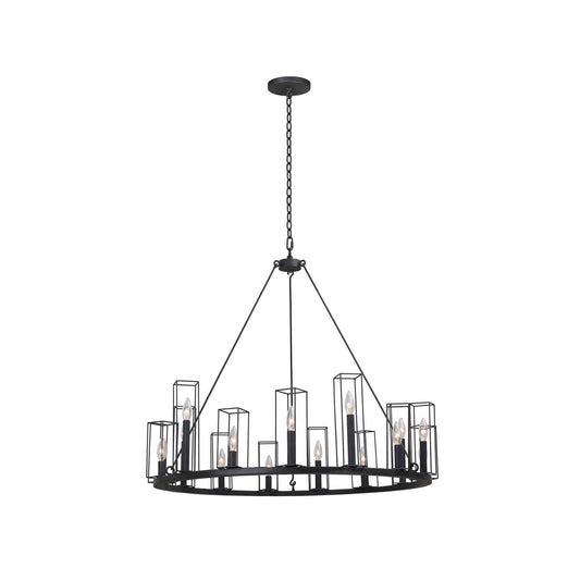 15 light 36 inch black iron chandelier