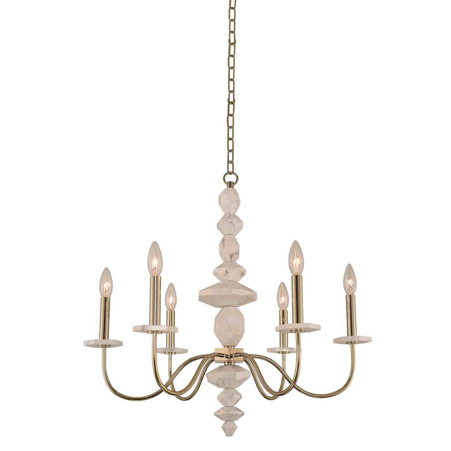 6 light 26 inch champagne gold chandelier