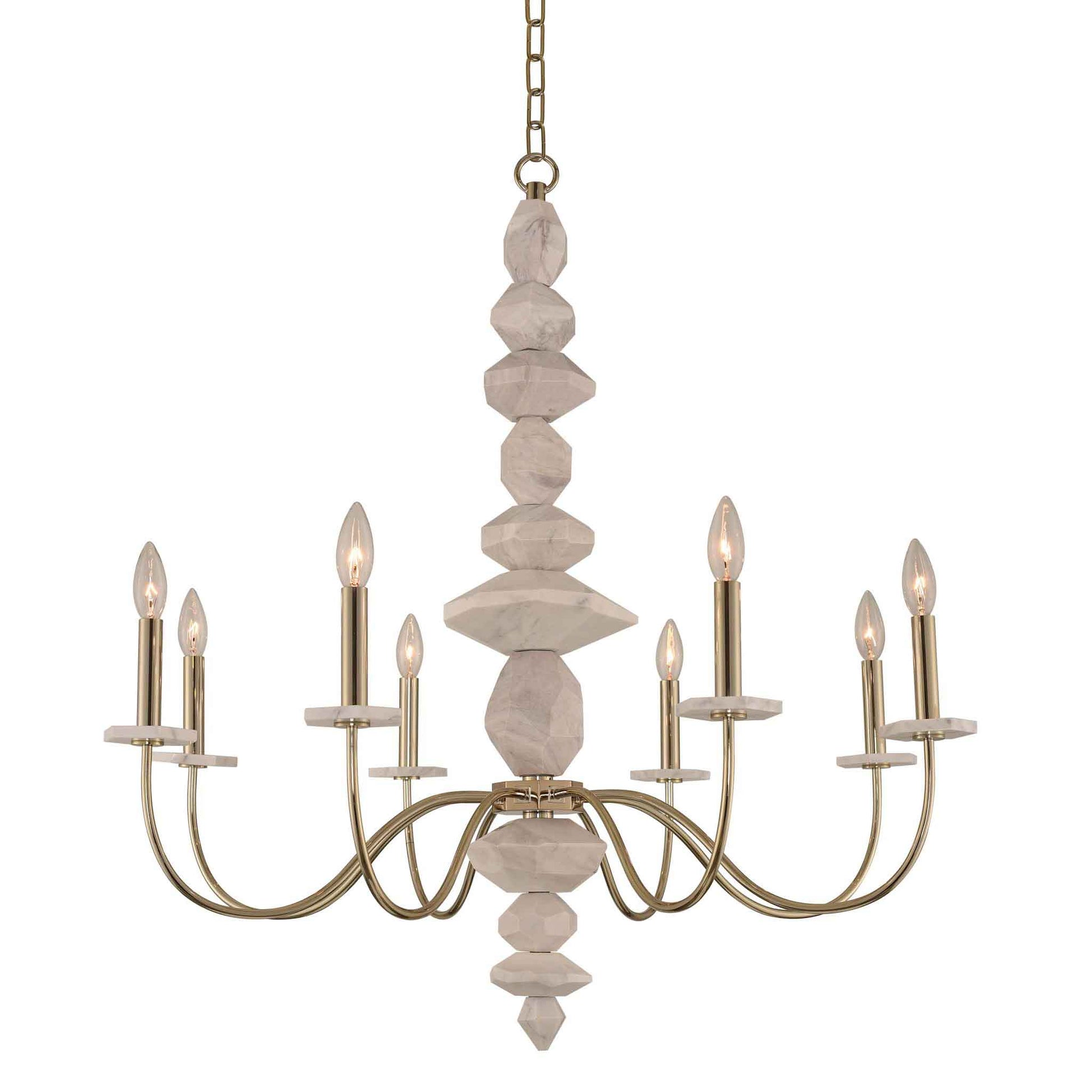 8 light 34 inch champagne gold chandelier