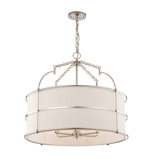 6 light 26 inch polished nickel pendant