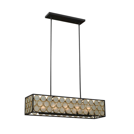 5 light 41 inch matte black and gold island light