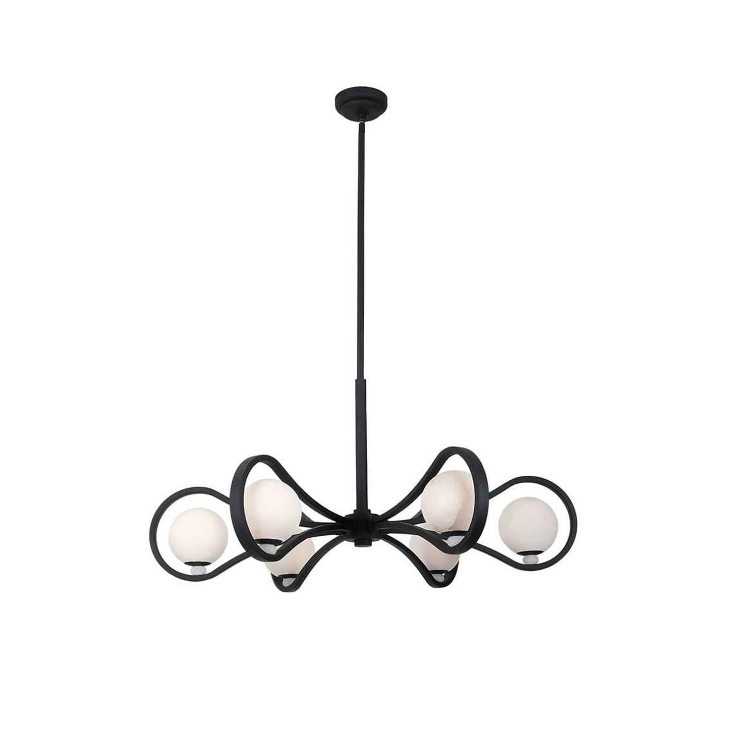 6 light 44 inch matte black led pendant