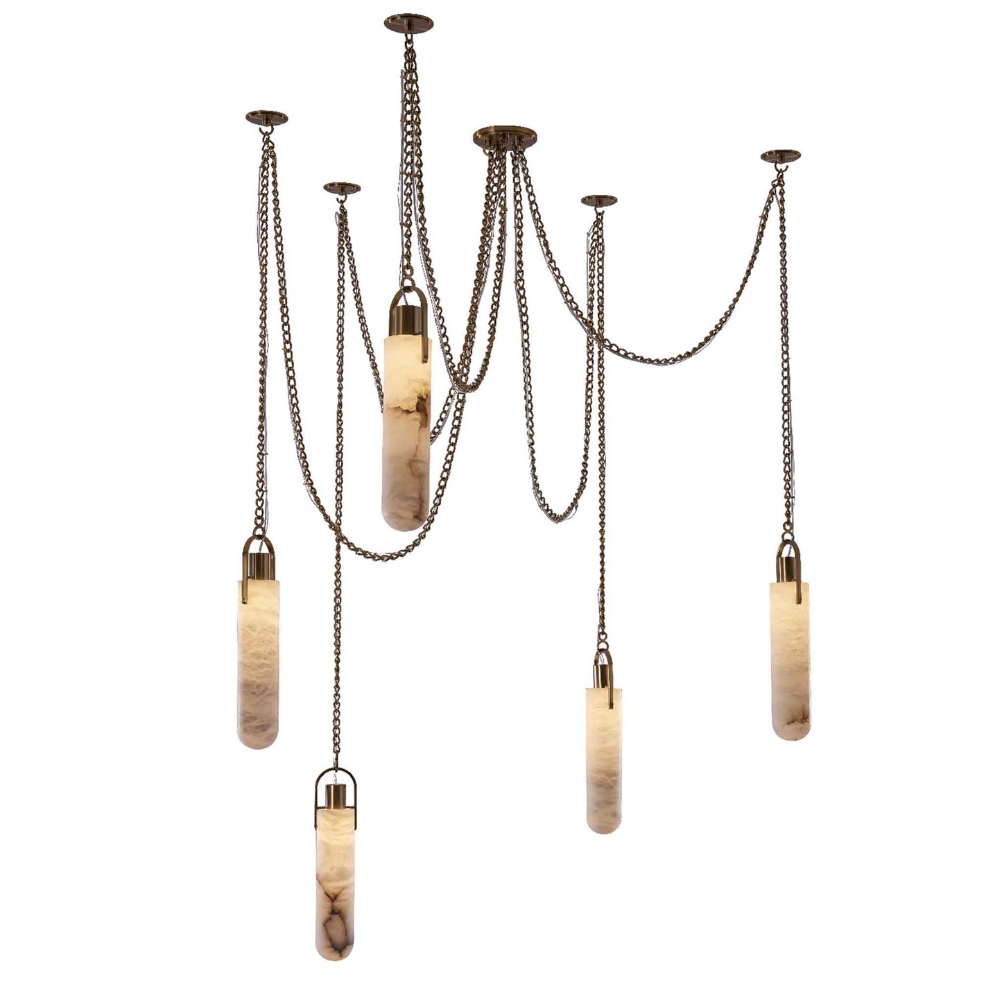 38 inch winter brass led multi drop pendant