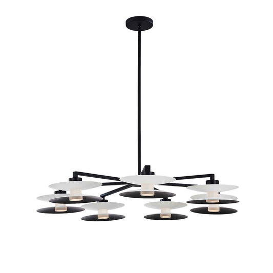 7 light 34 inch white and matte black led chandelier