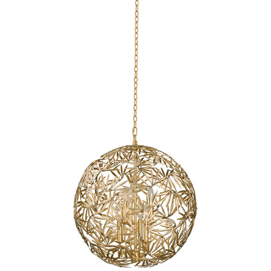 6 light 24 inch oxidized gold leaf pendant