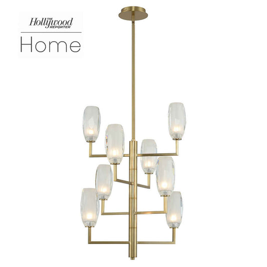 8 light 21 inch winter brass foyer