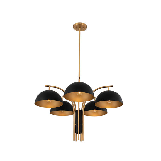 5 light 30 inch matte black and new brass chandelier