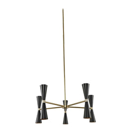 10 light 28 inch black and vintage brass chandelier