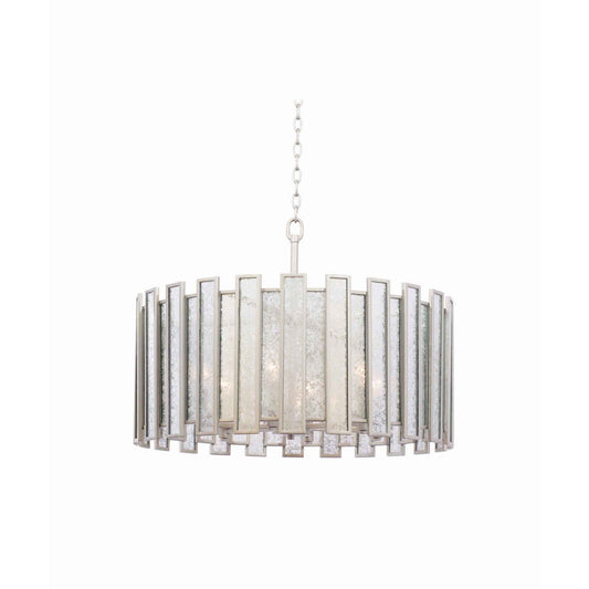 6 light 27 inch tarnished silver convertible pendant - semi flush mount