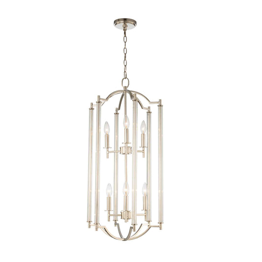 6 light 16 inch polished nickel foyer