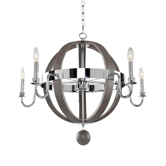 5 light 32 inch chrome chandelier