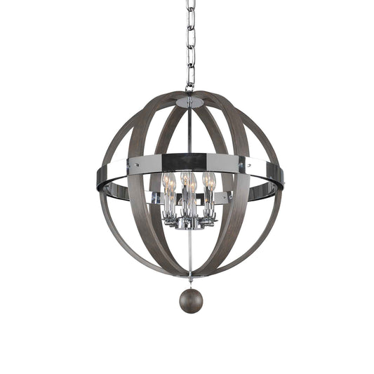 6 light 25 inch chrome pendant