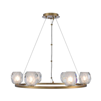 6 light 26 inch winter brass pendant