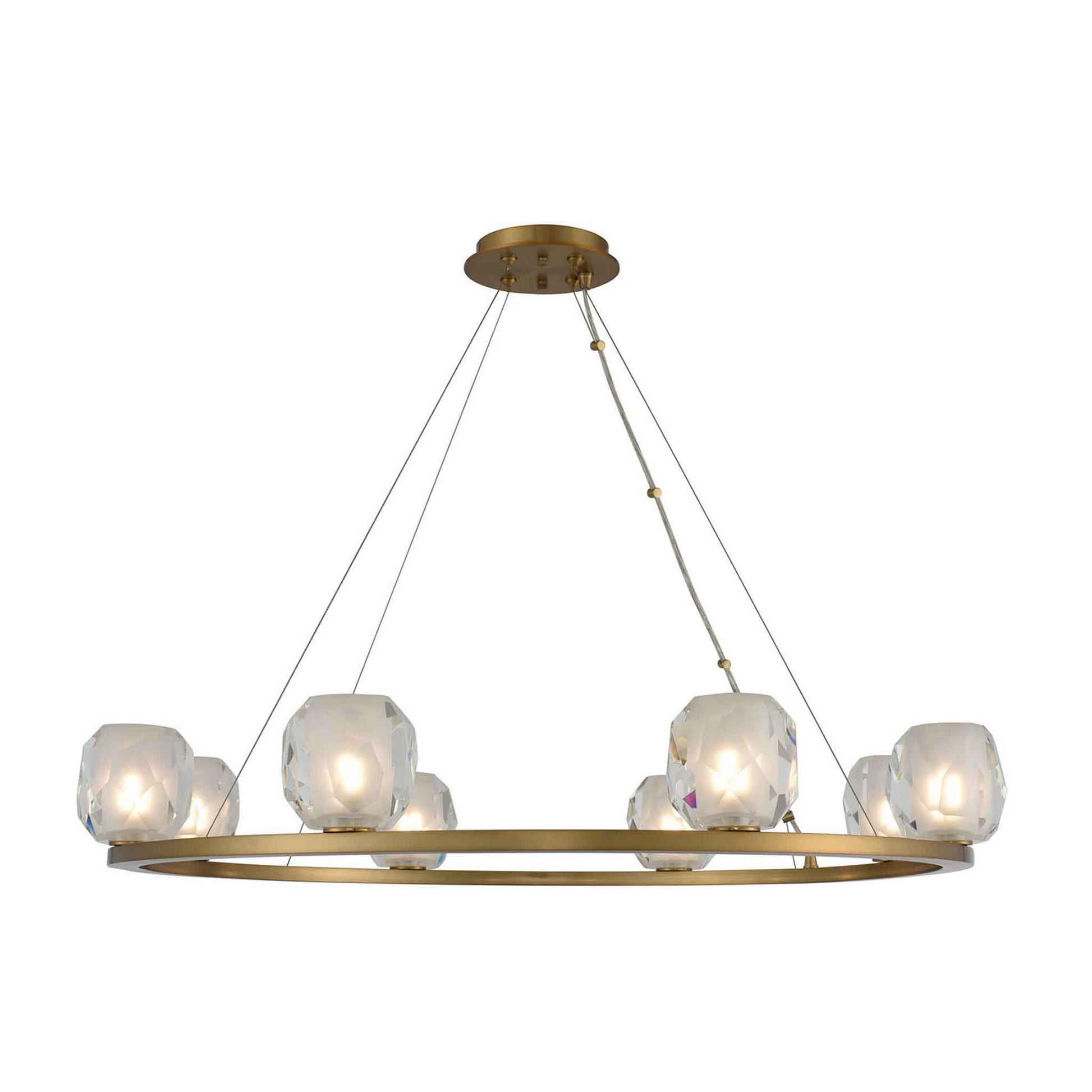 8 light 34 inch winter brass pendant