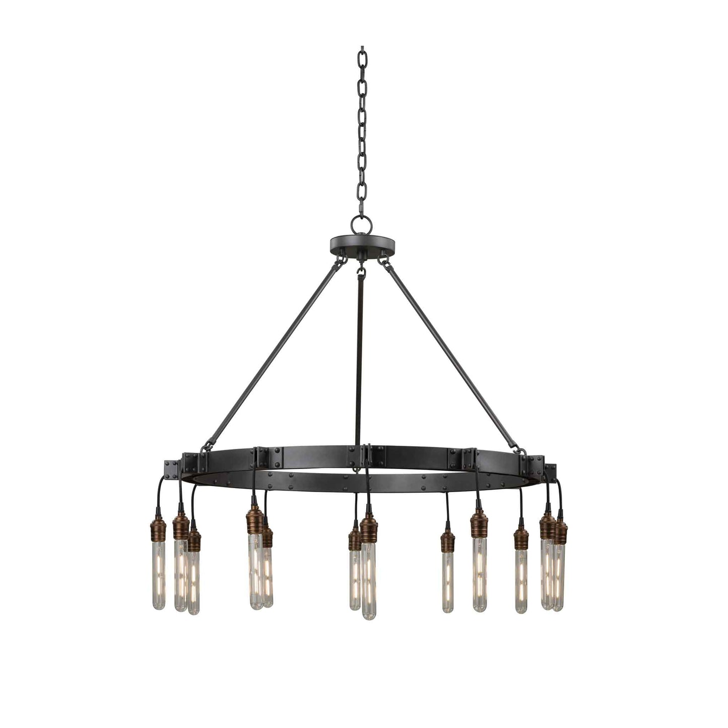 12 light 36 inch matte gun metal chandelier