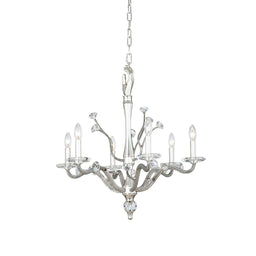 6 light 26 inch pewter chandelier