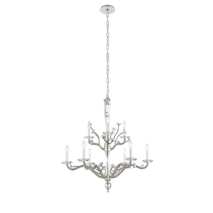 9 light 32 inch 2 tier pewter chandelier