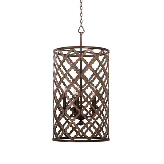 5 light 18 inch brownstone small foyer pendant