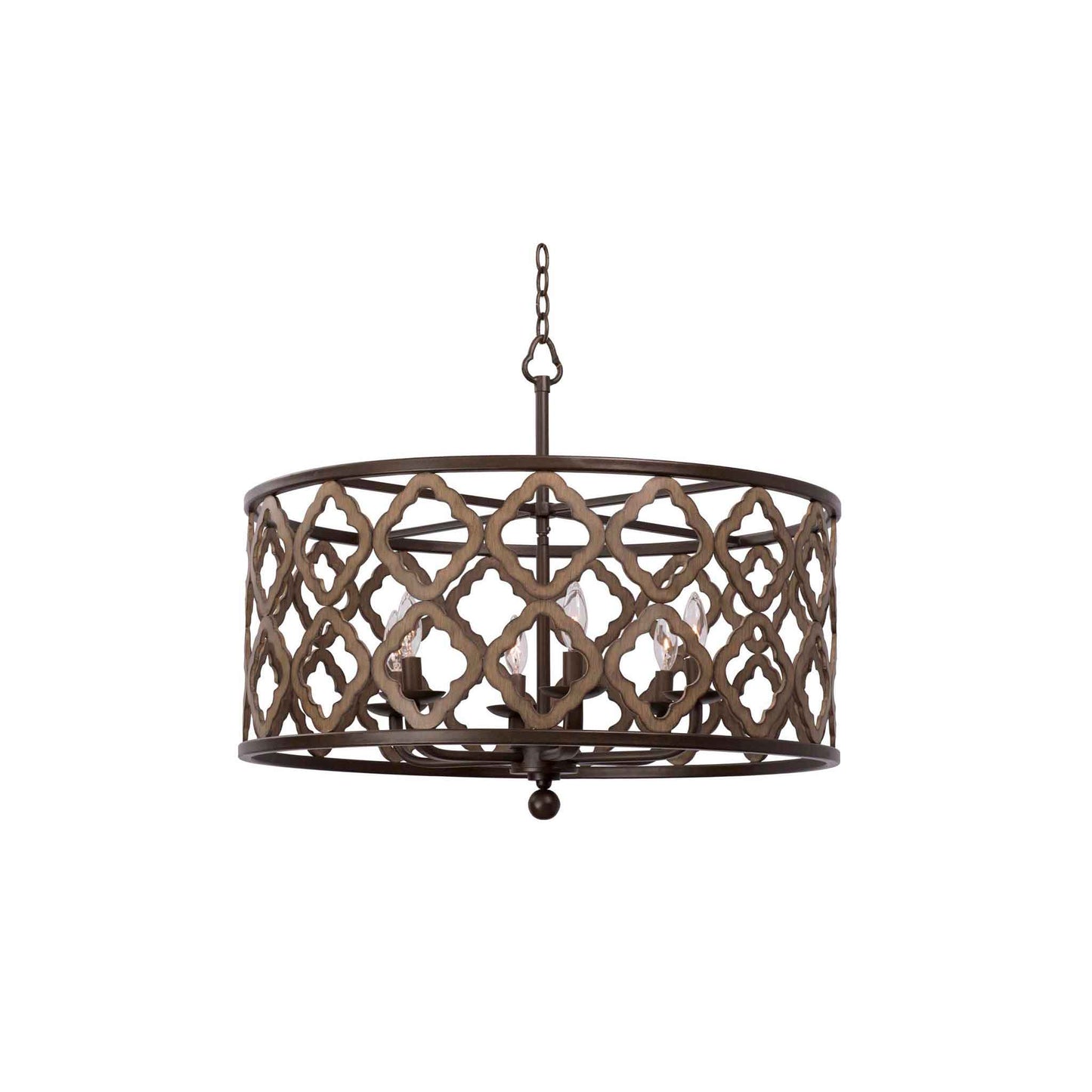 6 light 28 inch brownstone pendant