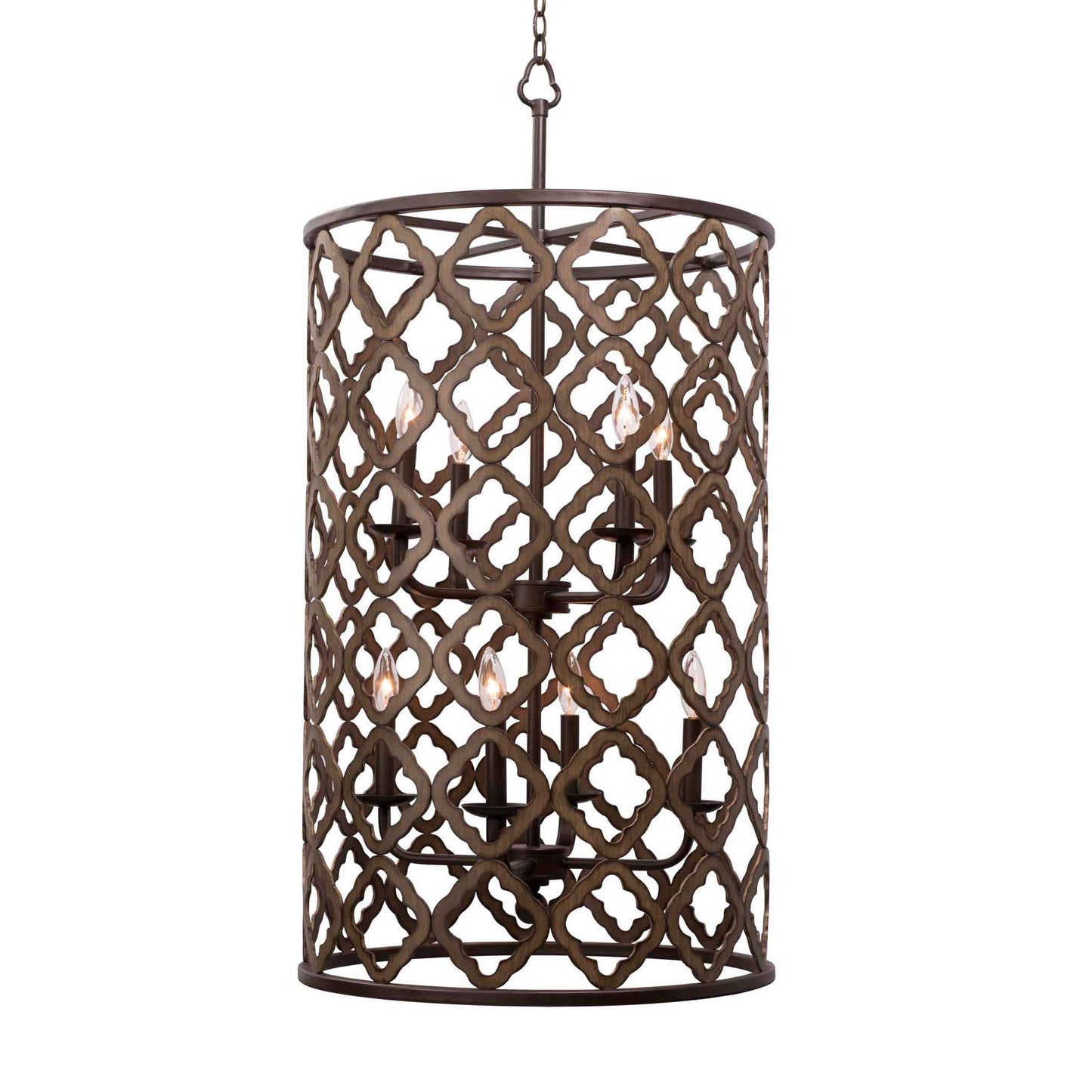 8 light 21 inch brownstone large foyer pendant