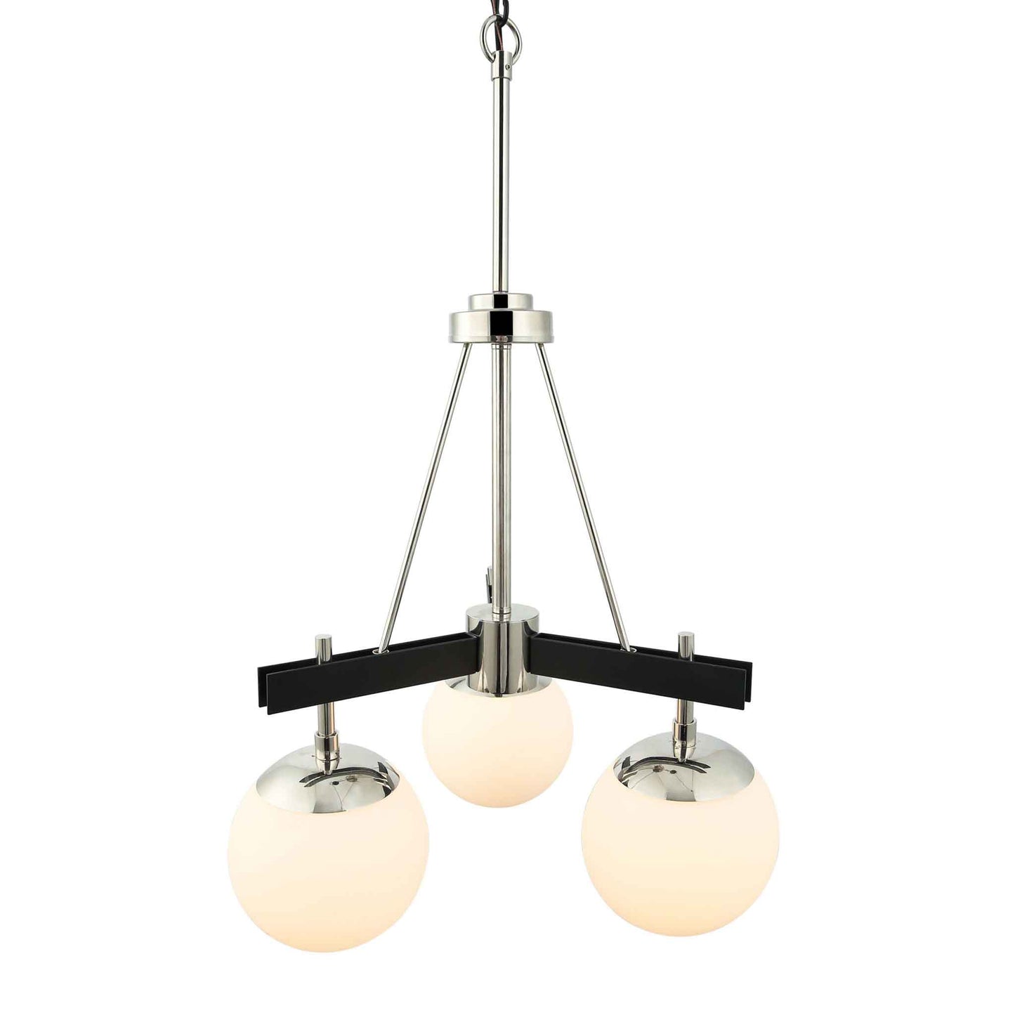 3 light 18 inch black and polished nickel chandelier