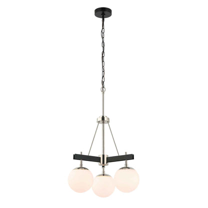 3 light 18 inch black and polished nickel chandelier