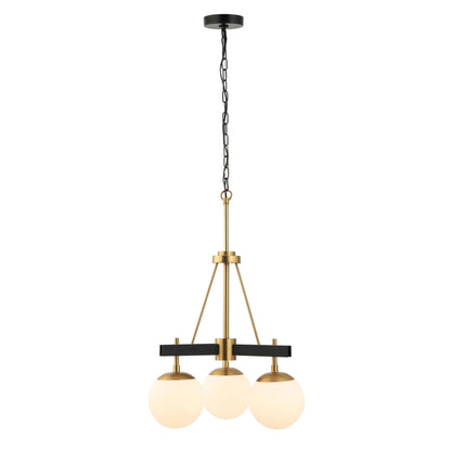 3 light 18 inch black and satin brass chandelier