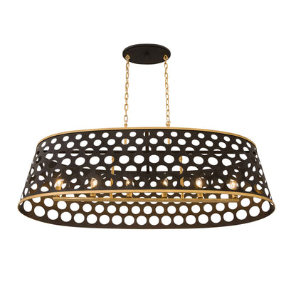 6 light 44 inch black and gold pendant