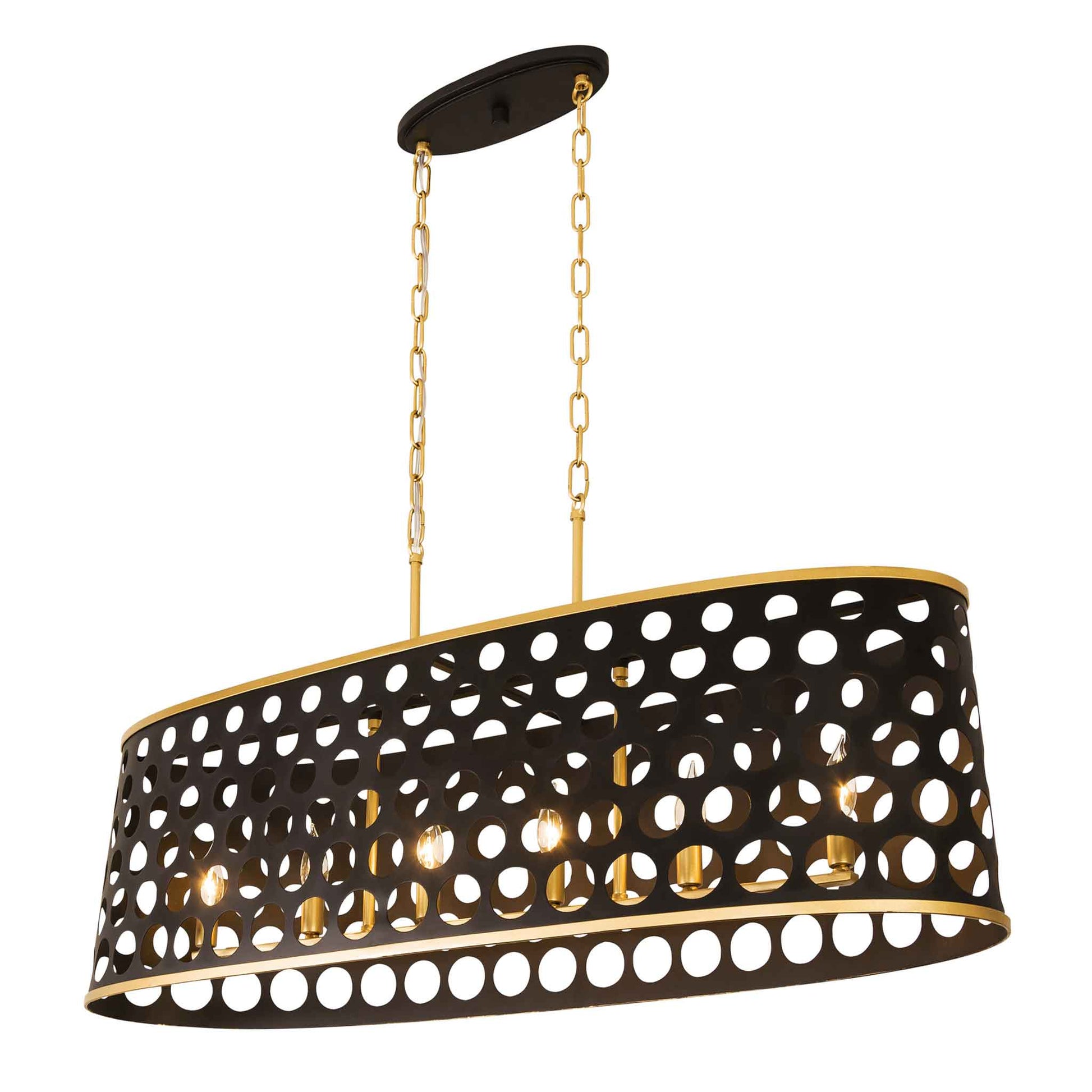 6 light 44 inch black and gold pendant