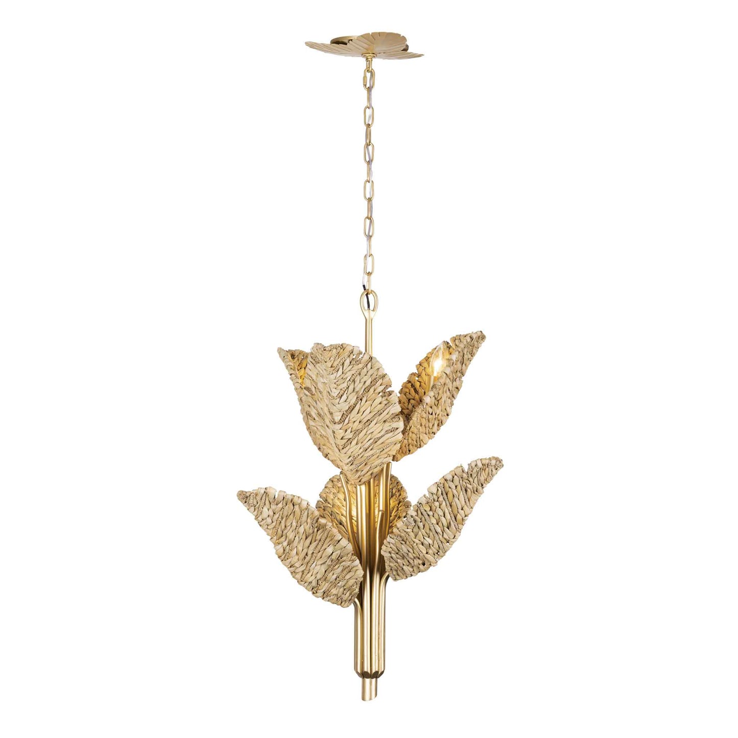 6 light 23 inch gold seagrass and rope chandelier