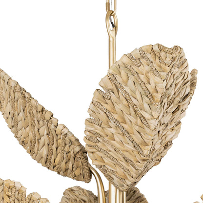 9 light 37 inch gold seagrass and rope chandelier