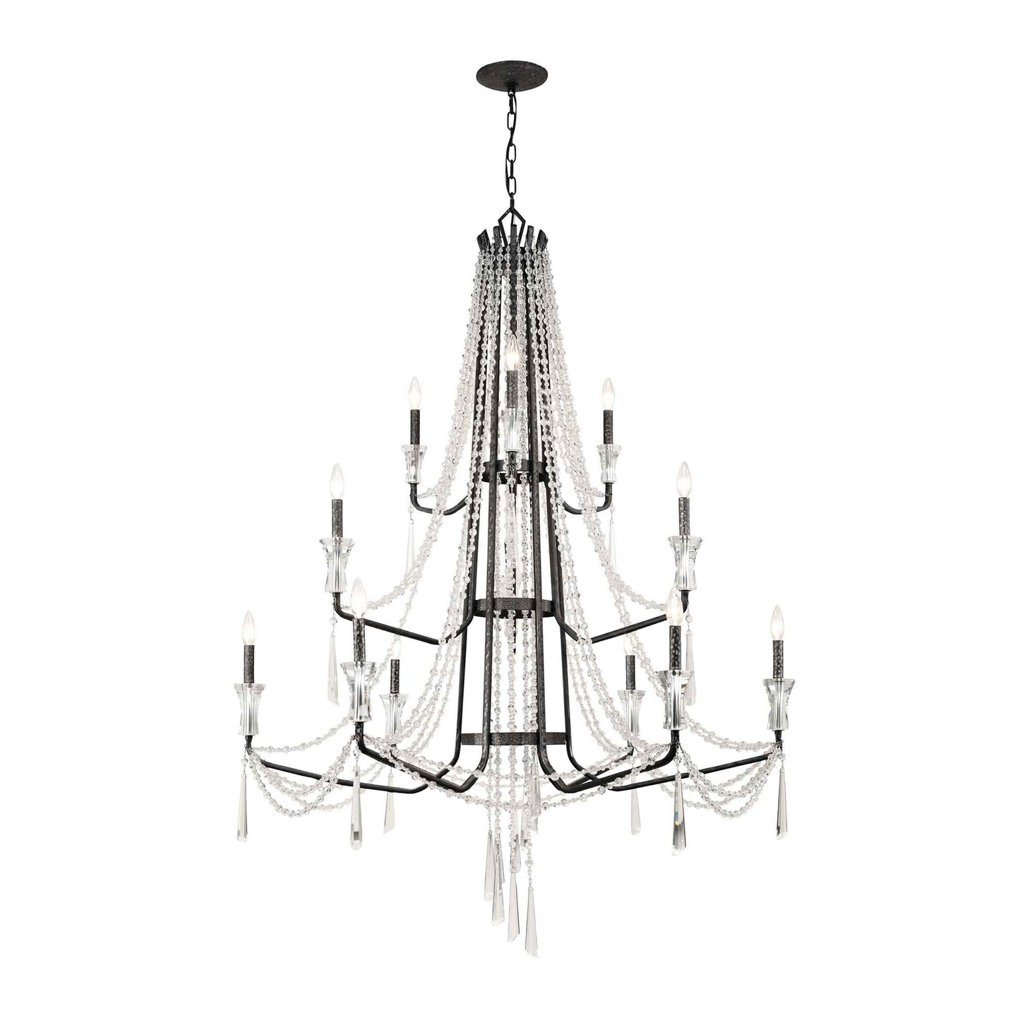 12 light 44 inch 3 tier onyx chandelier