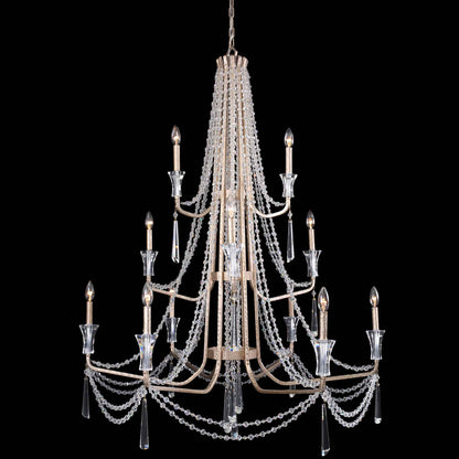 12 light 44 inch 3 tier transcend silver chandelier