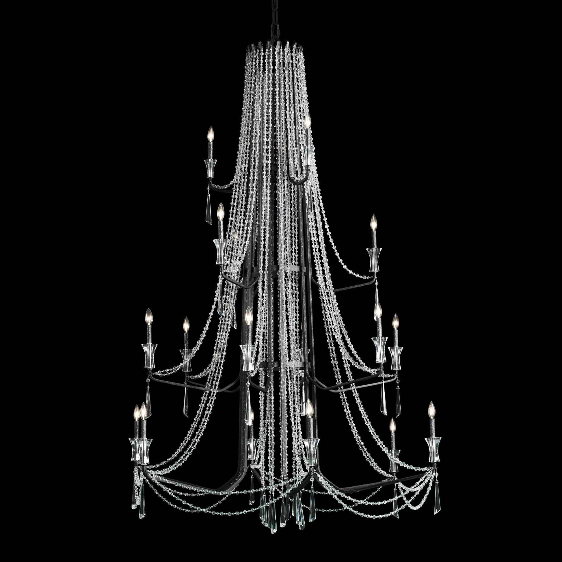 18 light 57 inch 4 tier onyx chandelier