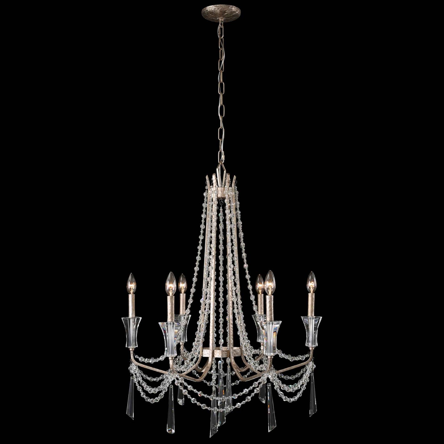 6 light 27 inch transcend silver chandelier