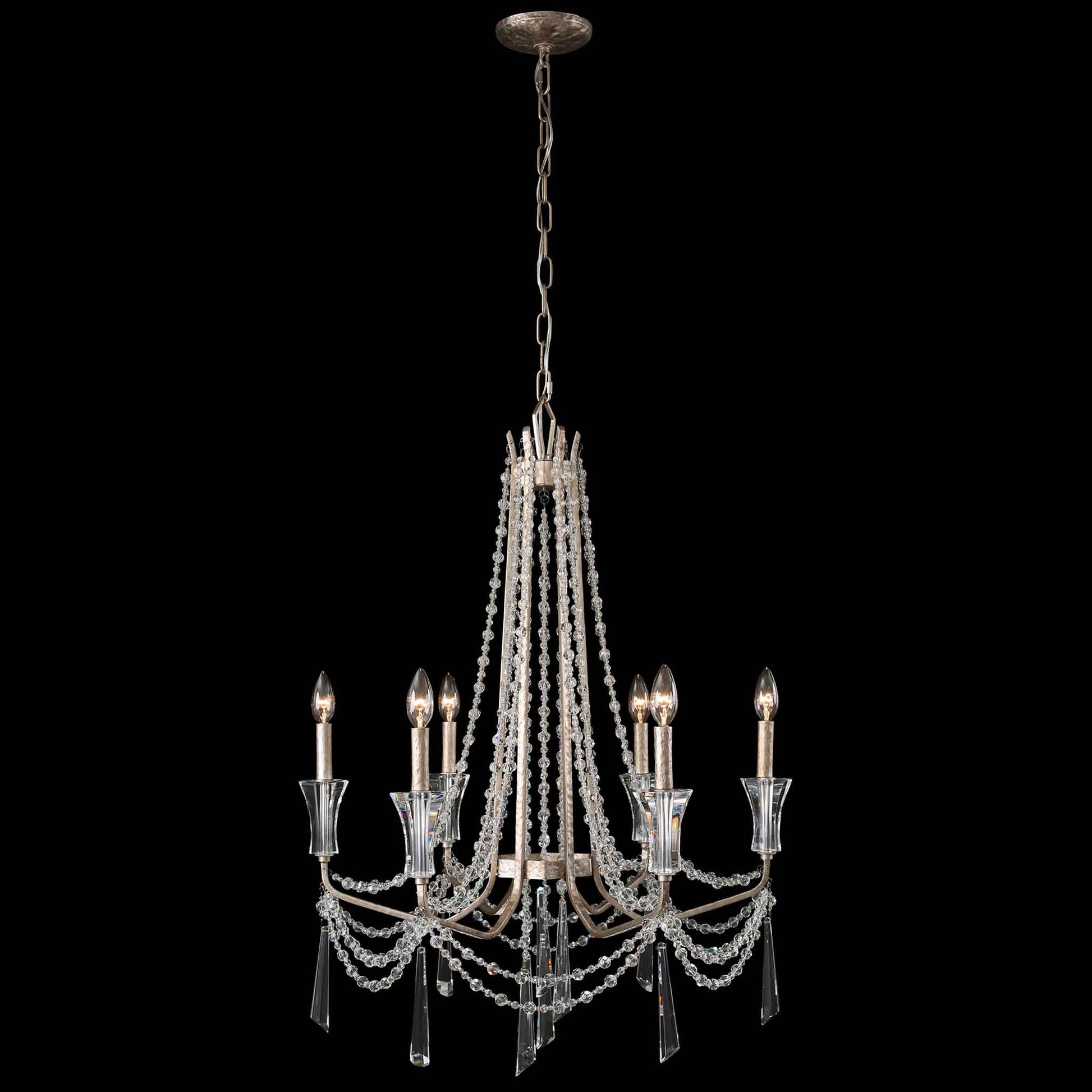 6 light 27 inch transcend silver chandelier