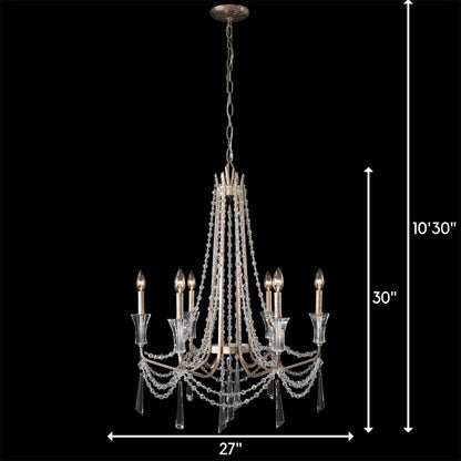 6 light 27 inch transcend silver chandelier