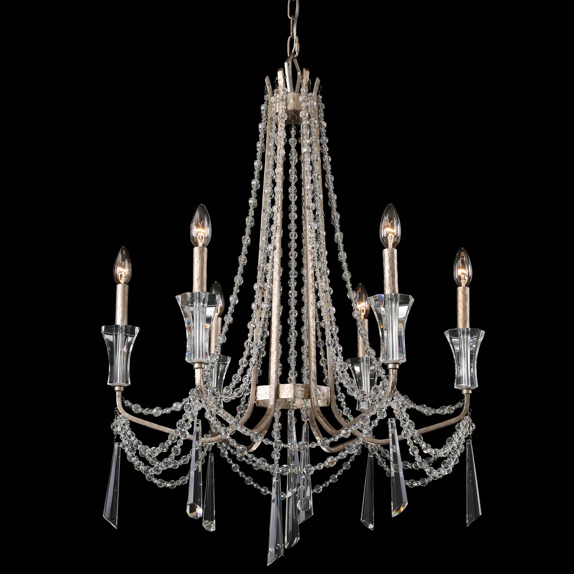 6 light 27 inch transcend silver chandelier