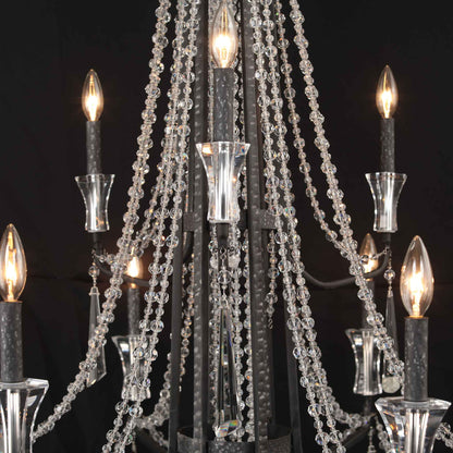 9 light 34 inch 2 tier onyx chandelier