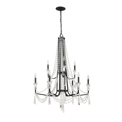 9 light 34 inch 2 tier onyx chandelier