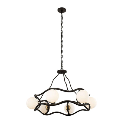 6 light 36 inch carbon and gold chandelier